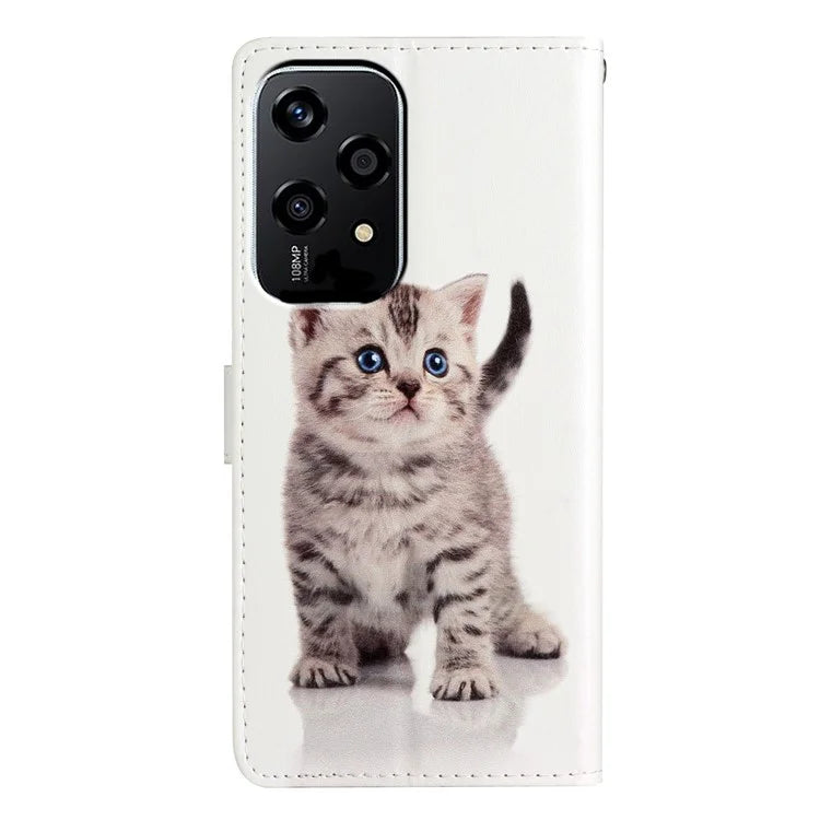 For Honor 200 Lite Wallet Case PU Leather Pattern Printing Stand Phone Cover with Strap