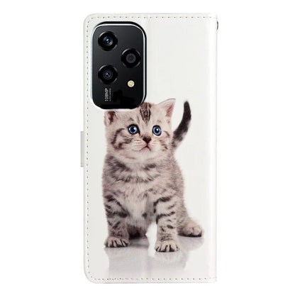 For Honor 200 Lite Wallet Case PU Leather Pattern Printing Stand Phone Cover with Strap
