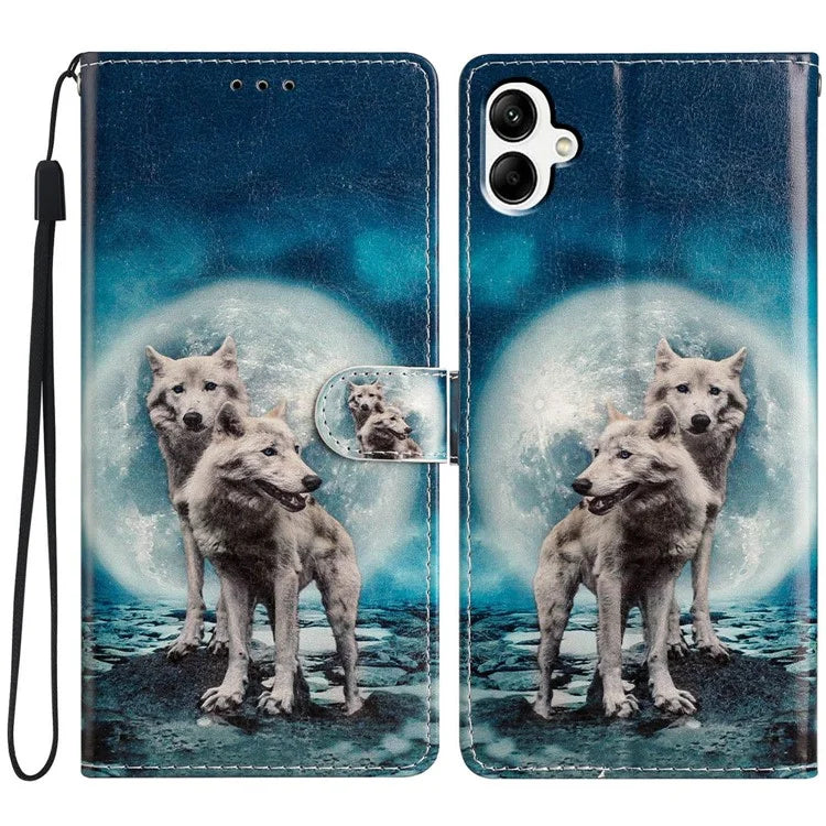 For Samsung Galaxy A06 Wallet Case PU Leather Pattern Printing Stand Phone Cover with Strap