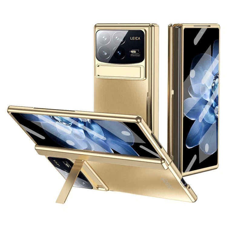 For Xiaomi Mix Fold 4 5G Case Kickstand Hinge Design PC Phone Cover with Tempered Glass Film