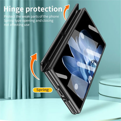 For Xiaomi Mix Fold 4 5G Case Kickstand Hinge Design PC Phone Cover with Tempered Glass Film