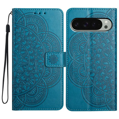 For Google Pixel 9 Pro  /  Pixel 9 Leather Case with Card Slots Mandala Pattern Phone Cover Stand