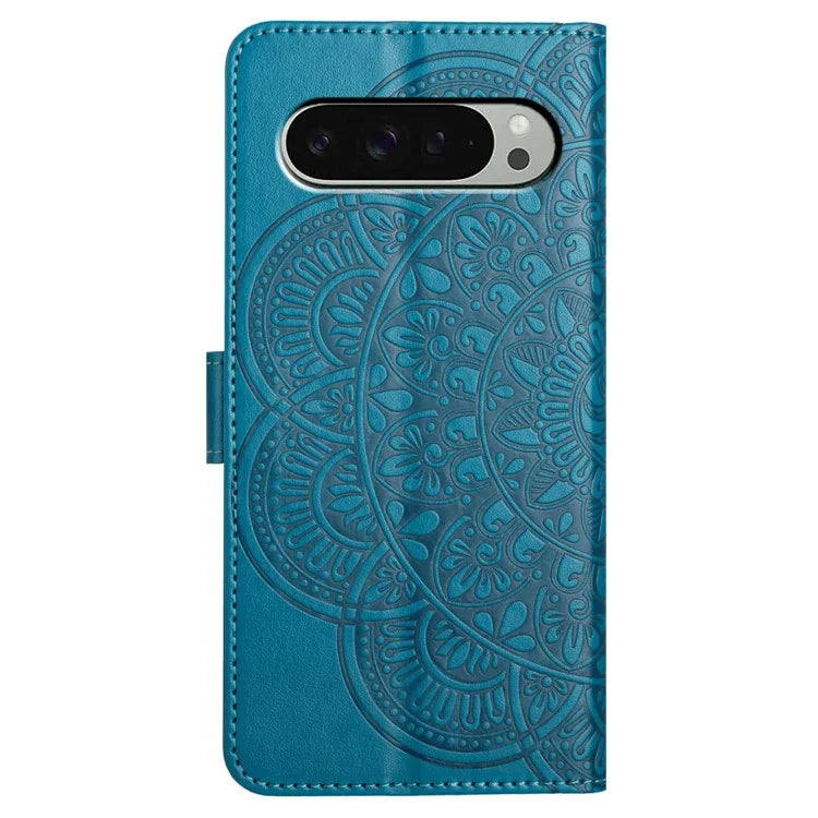 For Google Pixel 9 Pro  /  Pixel 9 Leather Case with Card Slots Mandala Pattern Phone Cover Stand