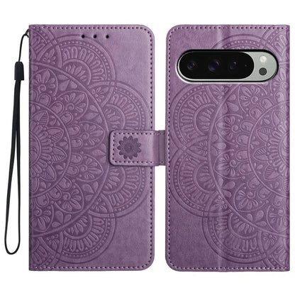 For Google Pixel 9 Pro  /  Pixel 9 Leather Case with Card Slots Mandala Pattern Phone Cover Stand