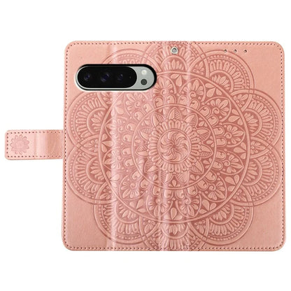 For Google Pixel 9 Pro  /  Pixel 9 Leather Case with Card Slots Mandala Pattern Phone Cover Stand