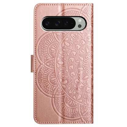 For Google Pixel 9 Pro  /  Pixel 9 Leather Case with Card Slots Mandala Pattern Phone Cover Stand