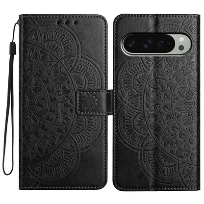 For Google Pixel 9 Pro  /  Pixel 9 Leather Case with Card Slots Mandala Pattern Phone Cover Stand