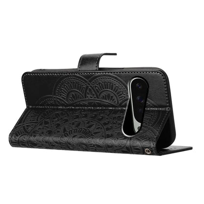For Google Pixel 9 Pro  /  Pixel 9 Leather Case with Card Slots Mandala Pattern Phone Cover Stand