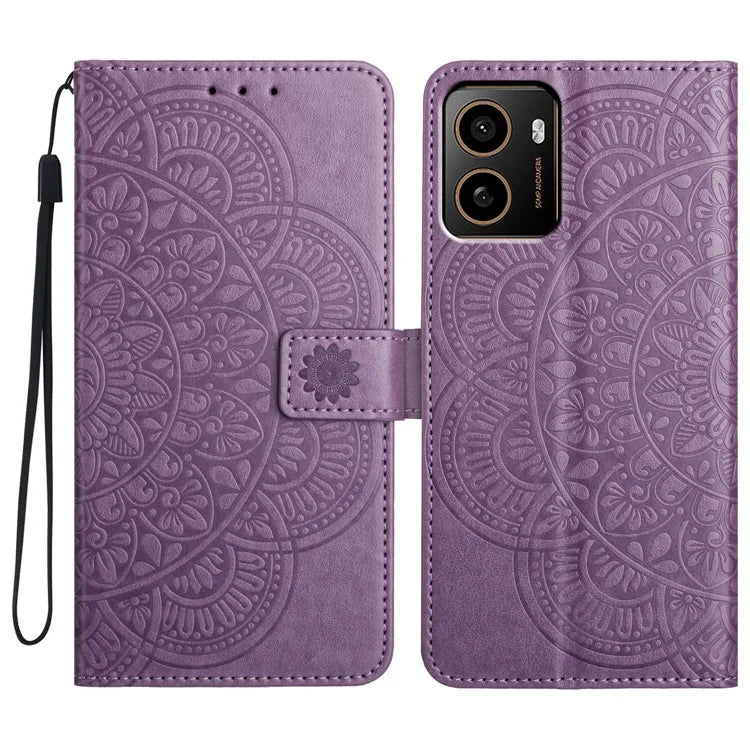 For HMD Pulse+ Leather Case with Card Slots Mandala Pattern Phone Cover Stand