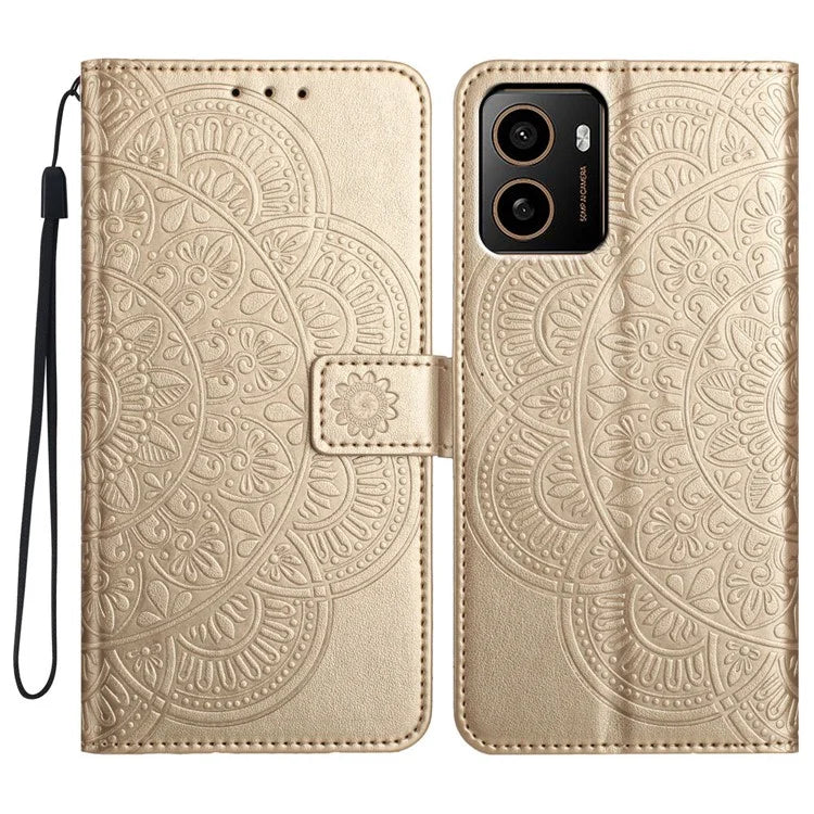 For HMD Pulse+ Leather Case with Card Slots Mandala Pattern Phone Cover Stand