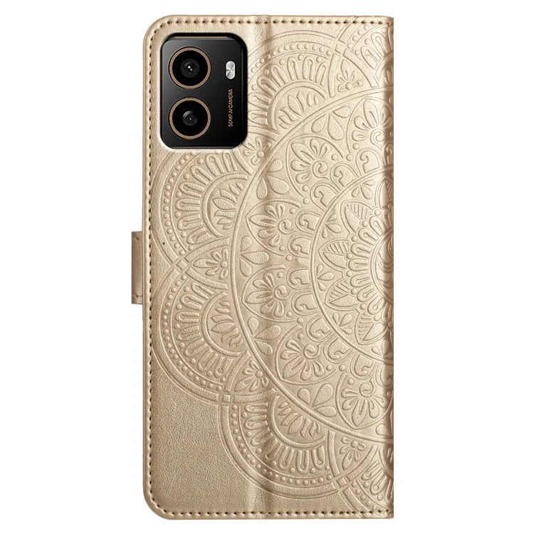 For HMD Pulse+ Leather Case with Card Slots Mandala Pattern Phone Cover Stand
