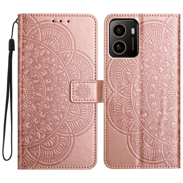 For HMD Pulse+ Leather Case with Card Slots Mandala Pattern Phone Cover Stand