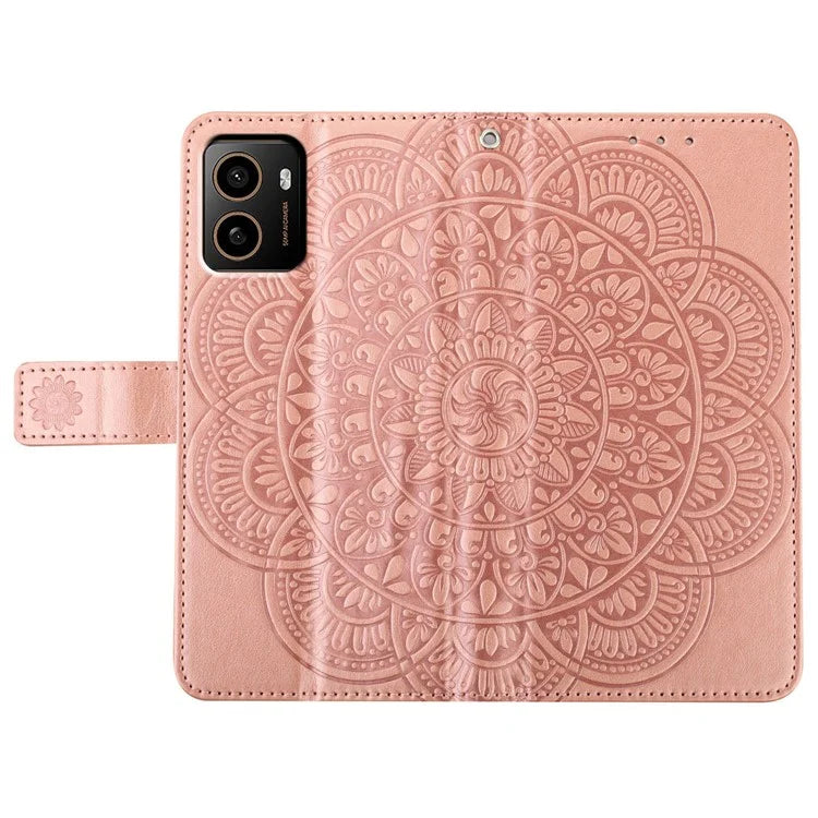 For HMD Pulse+ Leather Case with Card Slots Mandala Pattern Phone Cover Stand