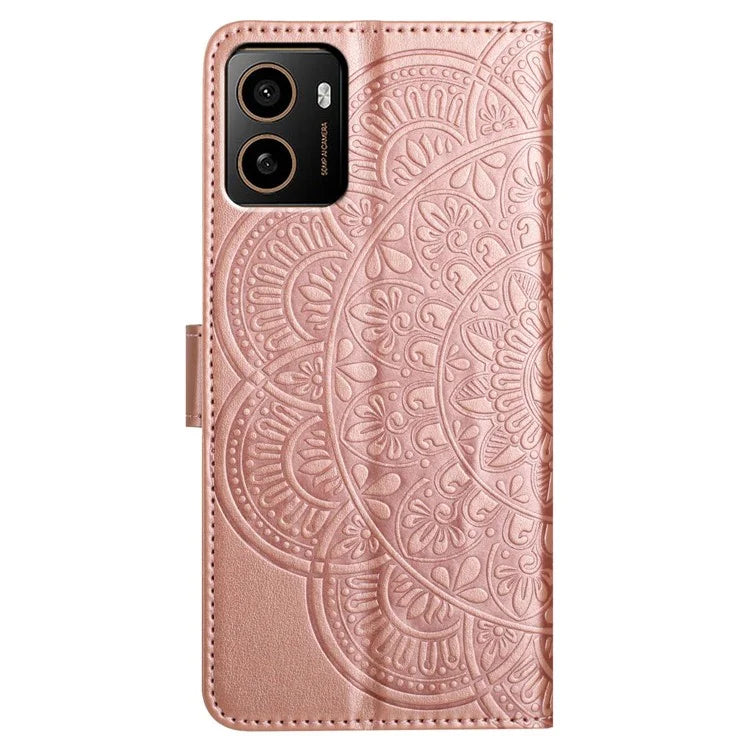 For HMD Pulse+ Leather Case with Card Slots Mandala Pattern Phone Cover Stand