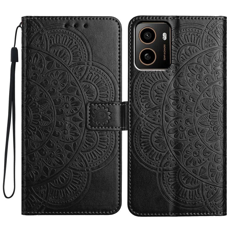 For HMD Pulse+ Leather Case with Card Slots Mandala Pattern Phone Cover Stand