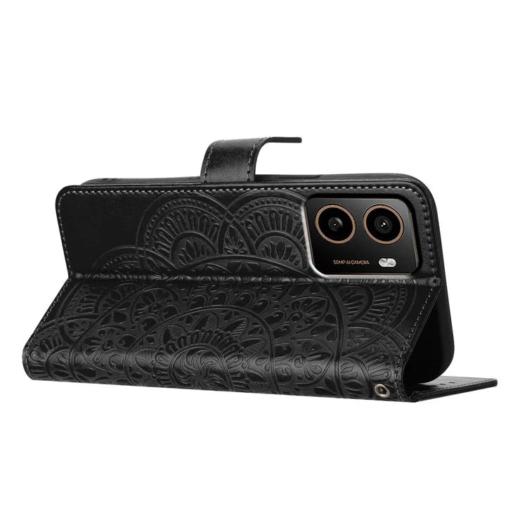 For HMD Pulse+ Leather Case with Card Slots Mandala Pattern Phone Cover Stand