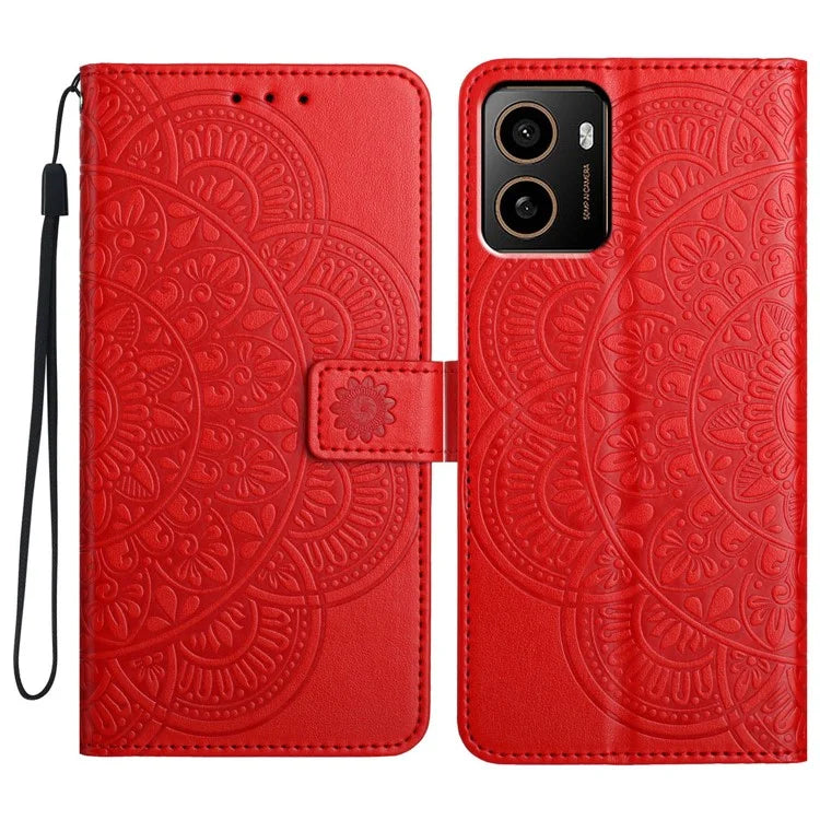 For HMD Pulse+ Leather Case with Card Slots Mandala Pattern Phone Cover Stand