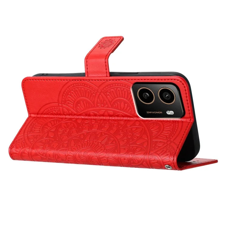For HMD Pulse+ Leather Case with Card Slots Mandala Pattern Phone Cover Stand