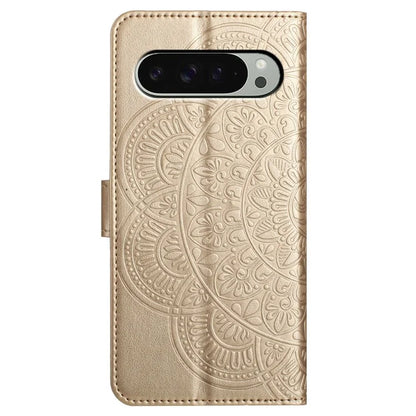 For Google Pixel 9 Pro XL Leather Case with Card Slots Mandala Pattern Phone Cover Stand