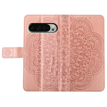 For Google Pixel 9 Pro XL Leather Case with Card Slots Mandala Pattern Phone Cover Stand