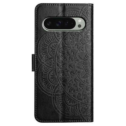 For Google Pixel 9 Pro XL Leather Case with Card Slots Mandala Pattern Phone Cover Stand