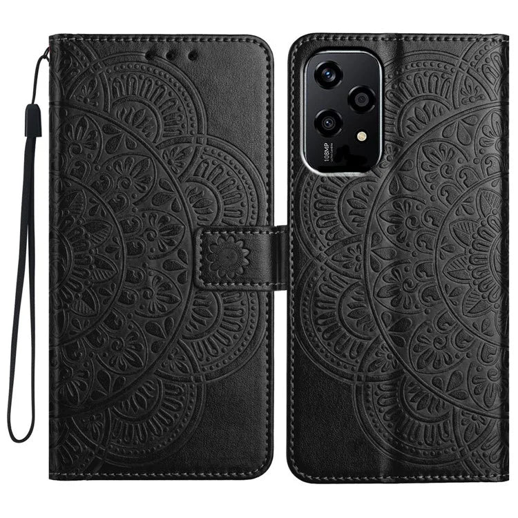 For Honor 200 Lite Leather Case with Card Slots Mandala Pattern Phone Cover Stand