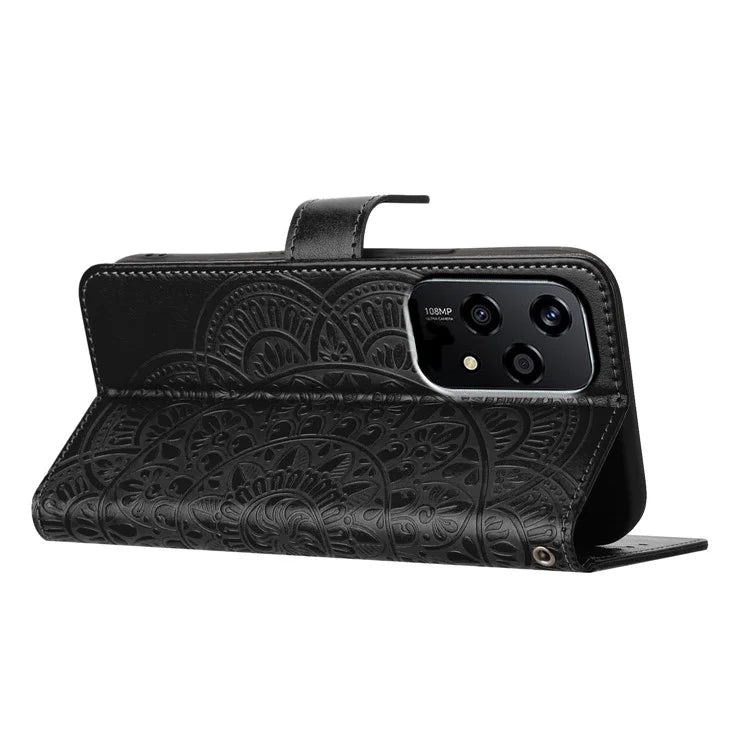 For Honor 200 Lite Leather Case with Card Slots Mandala Pattern Phone Cover Stand