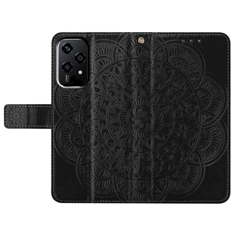 For Honor 200 Lite Leather Case with Card Slots Mandala Pattern Phone Cover Stand