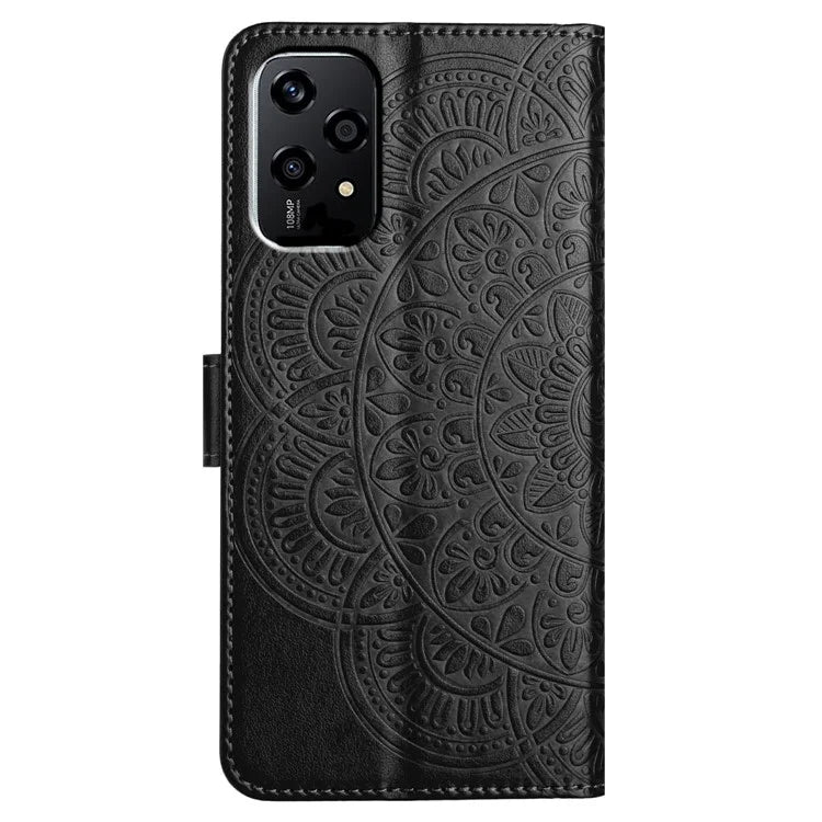 For Honor 200 Lite Leather Case with Card Slots Mandala Pattern Phone Cover Stand