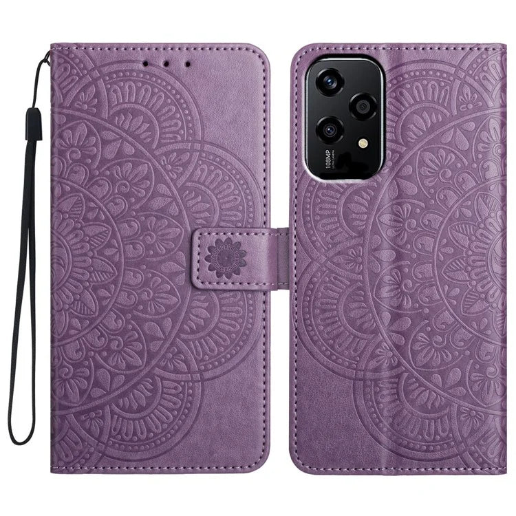 For Honor 200 Lite Leather Case with Card Slots Mandala Pattern Phone Cover Stand
