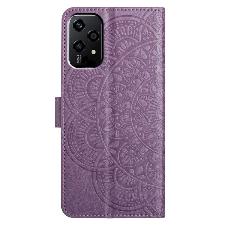 For Honor 200 Lite Leather Case with Card Slots Mandala Pattern Phone Cover Stand