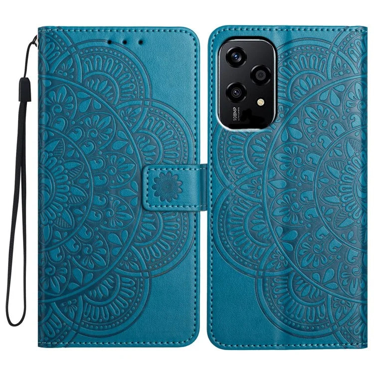 For Honor 200 Lite Leather Case with Card Slots Mandala Pattern Phone Cover Stand