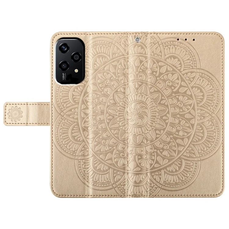 For Honor 200 Lite Leather Case with Card Slots Mandala Pattern Phone Cover Stand