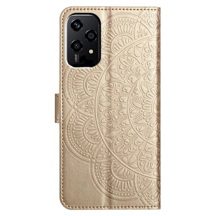 For Honor 200 Lite Leather Case with Card Slots Mandala Pattern Phone Cover Stand