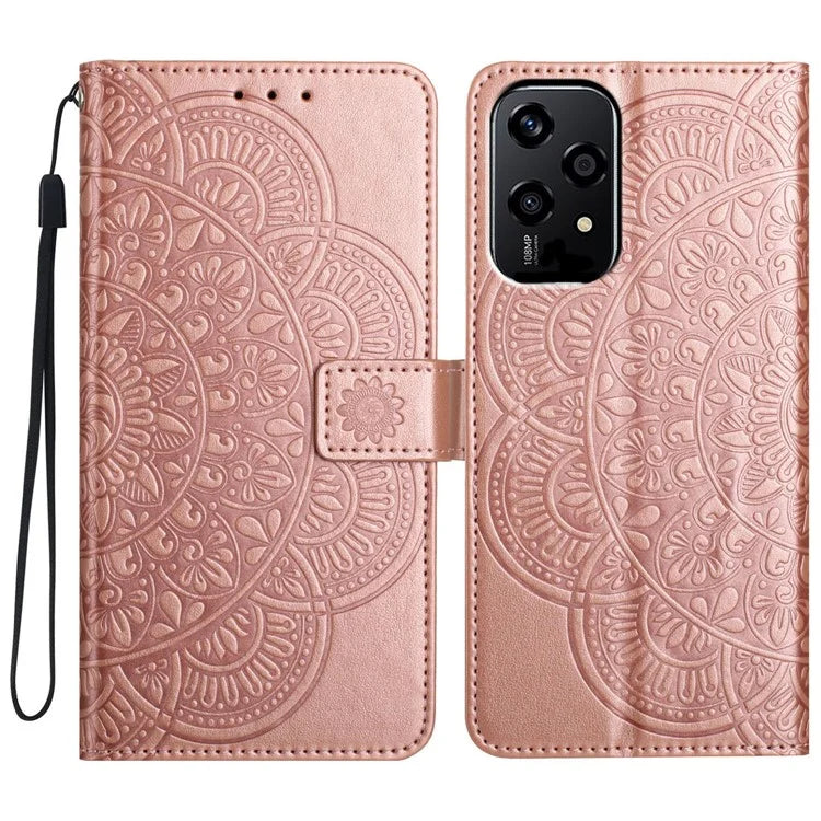 For Honor 200 Lite Leather Case with Card Slots Mandala Pattern Phone Cover Stand