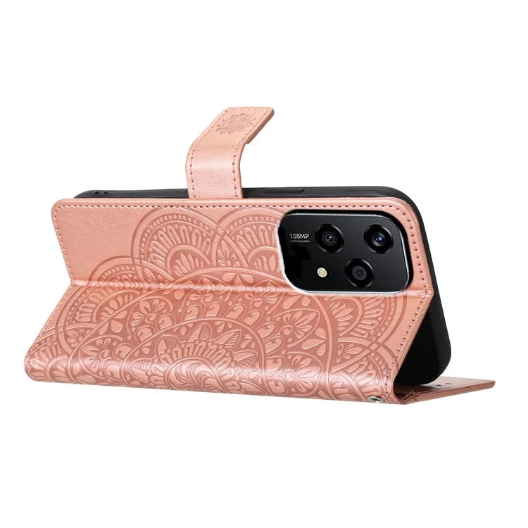 For Honor 200 Lite Leather Case with Card Slots Mandala Pattern Phone Cover Stand
