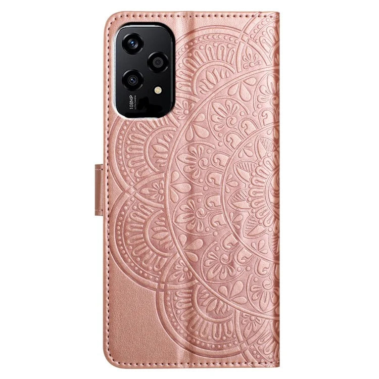 For Honor 200 Lite Leather Case with Card Slots Mandala Pattern Phone Cover Stand