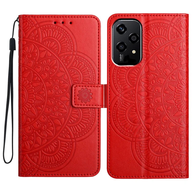 For Honor 200 Lite Leather Case with Card Slots Mandala Pattern Phone Cover Stand