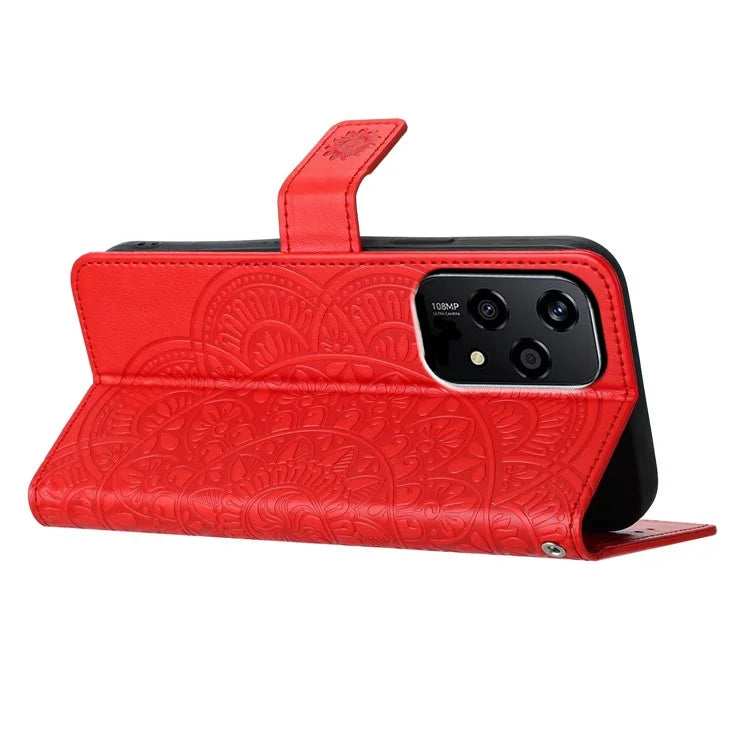For Honor 200 Lite Leather Case with Card Slots Mandala Pattern Phone Cover Stand