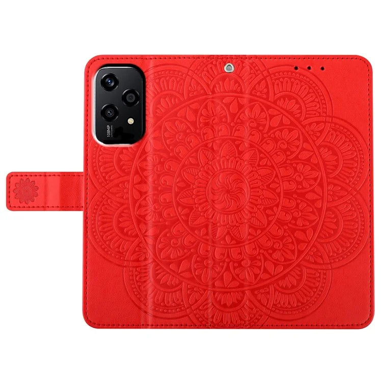 For Honor 200 Lite Leather Case with Card Slots Mandala Pattern Phone Cover Stand
