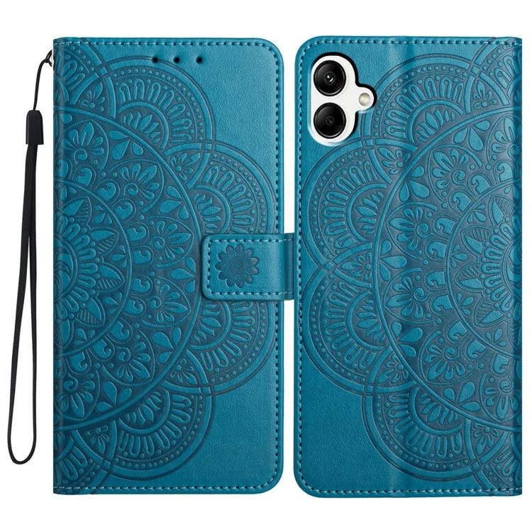 For Samsung Galaxy A06 Leather Case with Card Slots Mandala Pattern Phone Cover Stand