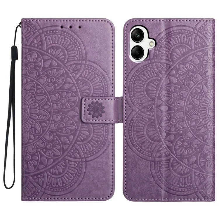 For Samsung Galaxy A06 Leather Case with Card Slots Mandala Pattern Phone Cover Stand