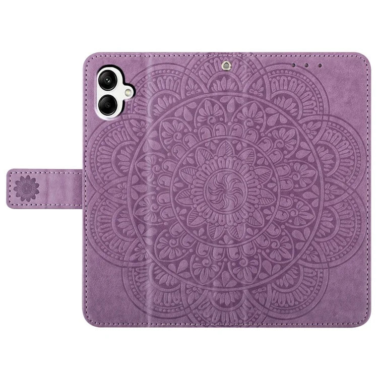 For Samsung Galaxy A06 Leather Case with Card Slots Mandala Pattern Phone Cover Stand