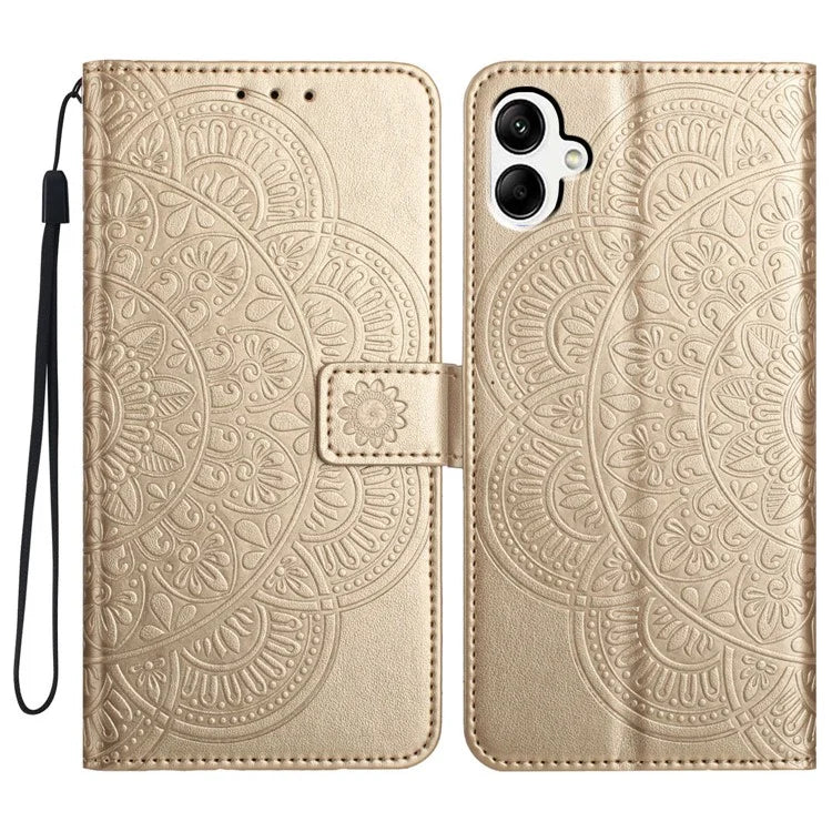 For Samsung Galaxy A06 Leather Case with Card Slots Mandala Pattern Phone Cover Stand