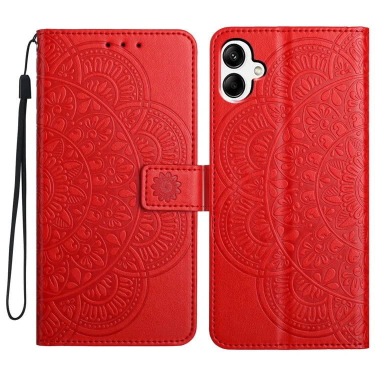 For Samsung Galaxy A06 Leather Case with Card Slots Mandala Pattern Phone Cover Stand