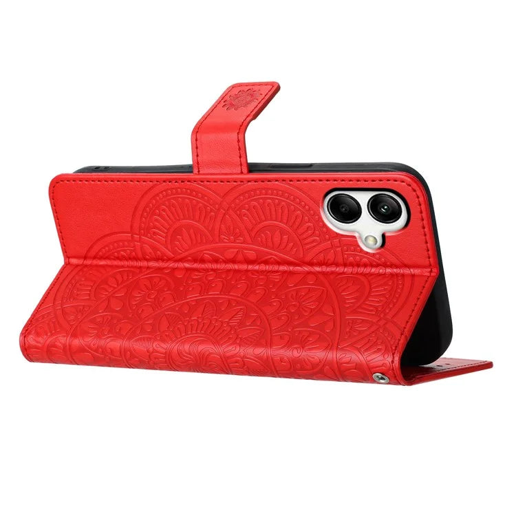 For Samsung Galaxy A06 Leather Case with Card Slots Mandala Pattern Phone Cover Stand