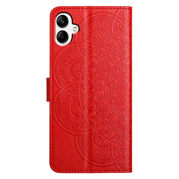 For Samsung Galaxy A06 Leather Case with Card Slots Mandala Pattern Phone Cover Stand