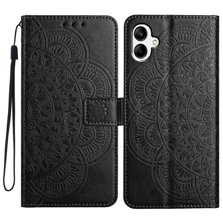 For Samsung Galaxy A06 Leather Case with Card Slots Mandala Pattern Phone Cover Stand
