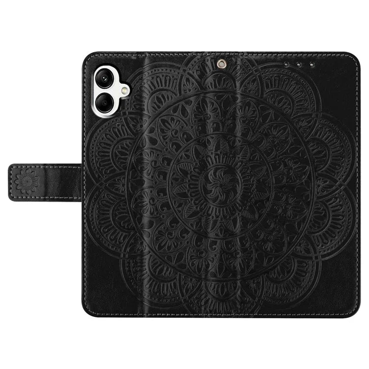 For Samsung Galaxy A06 Leather Case with Card Slots Mandala Pattern Phone Cover Stand