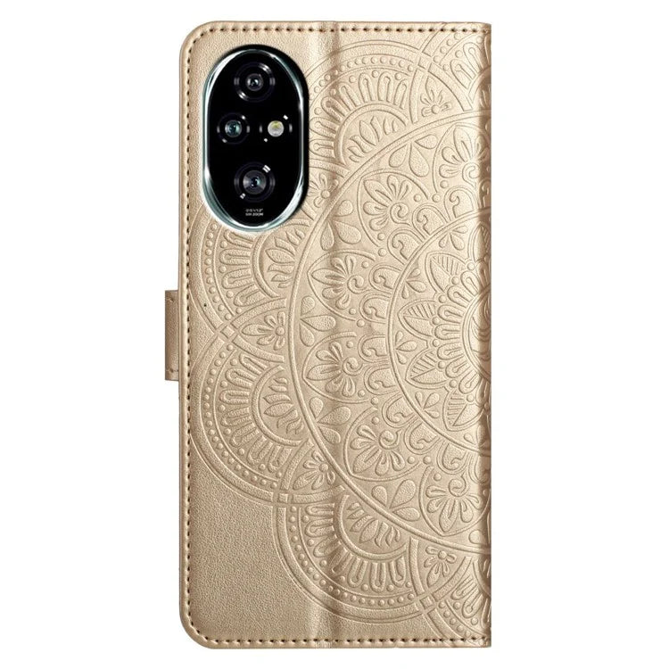 For Honor 200 Pro 5G Leather Case with Card Slots Mandala Pattern Phone Cover Stand